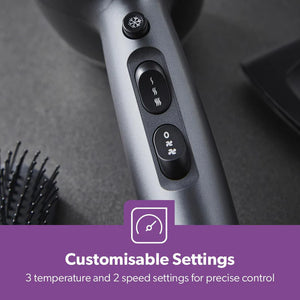 Geepas GHD86052UK Professional Ionic Hair Dryer | 2200W AC Motor | 3 Heat & 2 Speed Settings| Cool Shot | Ionic Function | Diffuser | Concentrator | 2 Years Warranty