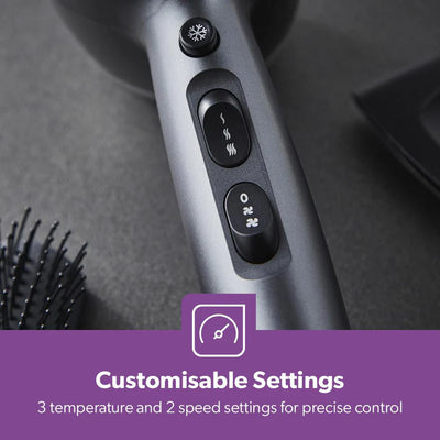 Geepas GHD86052UK Professional Ionic Hair Dryer | 2200W AC Motor | 3 Heat & 2 Speed Settings| Cool Shot | Ionic Function | Diffuser | Concentrator | 2 Years Warranty