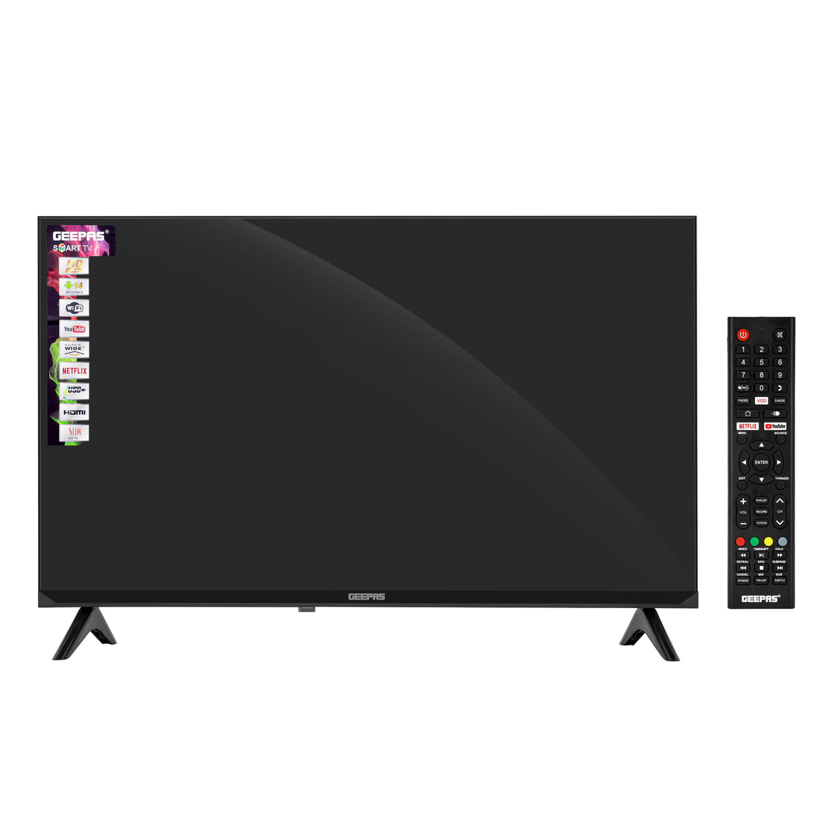 Geepas GLED3202SEHD 32-Inch Smart LED TV | HD Ready Android OS TV with HDMI & USB Connectivity | Full Color Optimizer | HQ Sound | Slim LED Design |  Energy Efficient