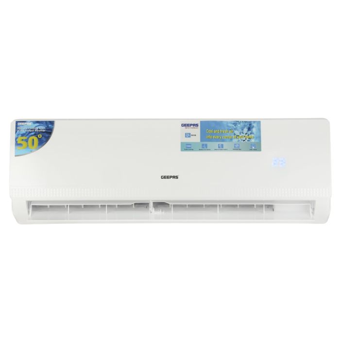 Geepas 1.0 TON Split Air Conditioner- GACS1248TCU/ Equipped with Turbo Function and Multiple Flow Speed for Fast Cooling/ with Washable Filter and Golden Fin Technology, Ideal for Home and Office/ 3 Years Compressor Warranty, White