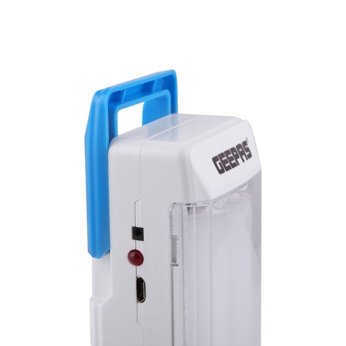 Geepas Rechargeable LED Lantern | Emergency Lantern with Portable Handle | 18 Pcs SMD 0.2W Hi-Power Luminous LEDs, 4 Hours Working (One Tube) | Very Suitable for Power Outages - 2 Years Warranty