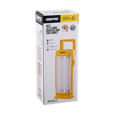 Geepas Rechargeable LED Lantern | Emergency Lantern with Portable Handle | 18 Pcs SMD 0.2W Hi-Power Luminous LEDs, 4 Hours Working (One Tube) | Very Suitable for Power Outages - 2 Years Warranty