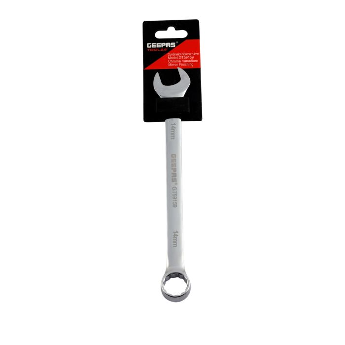 Geepas 14mm Combination Spanner - Open and Box End Spanner Wrench | Chrome Vanadium Spanner Wrenches Repair Tools | Ideal for Bike, Bicycle, Electric Vehicle, Automobile maintenance & More
