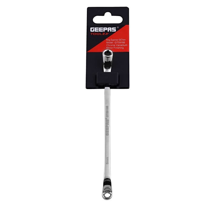 Geepas 7mm Ring Spanner - 12 Point Double Ring Spanner| CRV Material, Mirror Finish | Ideal for Mechanic, Plumbers, Carpenter, DIYers and More