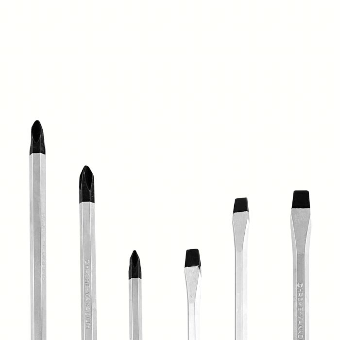 6pcs Screwdriver Set with Case - 6 Screwdrivers, 3 Slotted & 3 Phillips with Ergonomic Handles and High Grip Textured Panels for Comfortable Usage