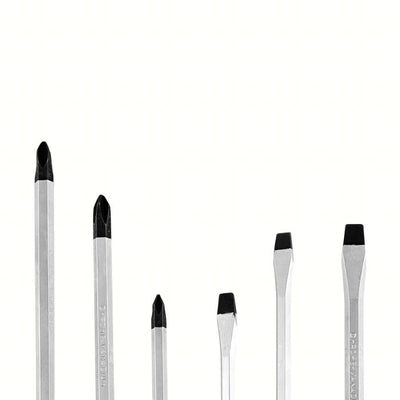 6pcs Screwdriver Set with Case - 6 Screwdrivers, 3 Slotted & 3 Phillips with Ergonomic Handles and High Grip Textured Panels for Comfortable Usage