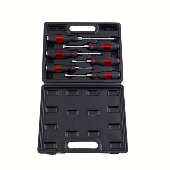 6pcs Screwdriver Set with Case - 6 Screwdrivers, 3 Slotted & 3 Phillips with Ergonomic Handles and High Grip Textured Panels for Comfortable Usage