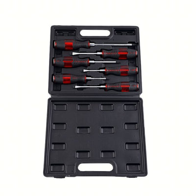 6pcs Screwdriver Set with Case - 6 Screwdrivers, 3 Slotted & 3 Phillips with Ergonomic Handles and High Grip Textured Panels for Comfortable Usage