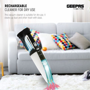 Geepas Cordless Handheld Vacuum Cleaner - Rechargeable and Lightweight Hand Held Vacuum Cleaner - Low Noise Design with HEPA Filter for Home, Kitchen, Pet, Car & Office - 2 Years Warranty
