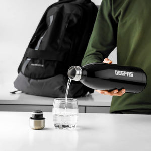 Geepas 1.0 L Stainless Steel Vacuum Flask- GVF27021| Double Wall Insulation for Hot and Cold Beverages| Comfortable to Hold and Easy to Carry| Suitable for Indoor and Outdoor Use| 2 Years Warranty, White