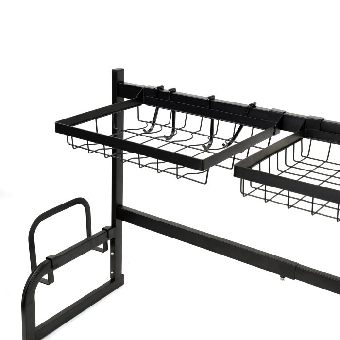 Royalford Over-Sink Draining Rack - Durable Material with Length Adjustable Size 65-85 Cm | Dish Drainers Storage for Kitchen Counter with Utensil Holder, Glass, Plates, Bowls & More