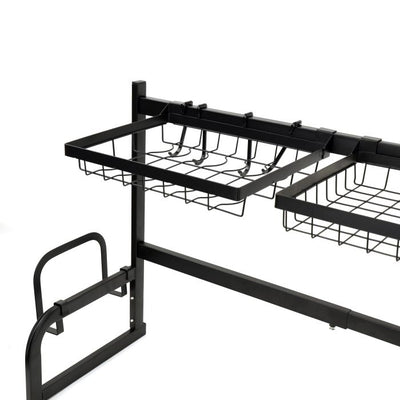 Royalford Over-Sink Draining Rack - Durable Material with Length Adjustable Size 65-85 Cm | Dish Drainers Storage for Kitchen Counter with Utensil Holder, Glass, Plates, Bowls & More