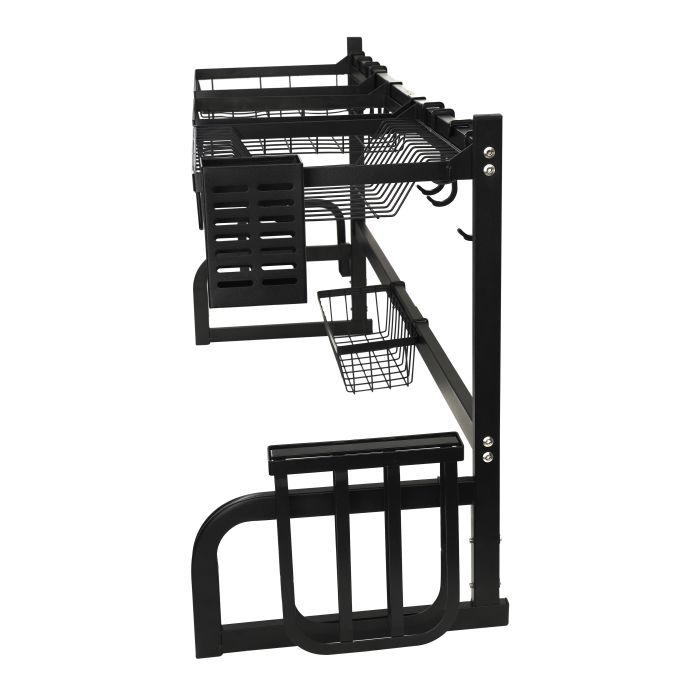 Royalford Over-Sink Draining Rack - Durable Material with Length Adjustable Size 65-85 Cm | Dish Drainers Storage for Kitchen Counter with Utensil Holder, Glass, Plates, Bowls & More