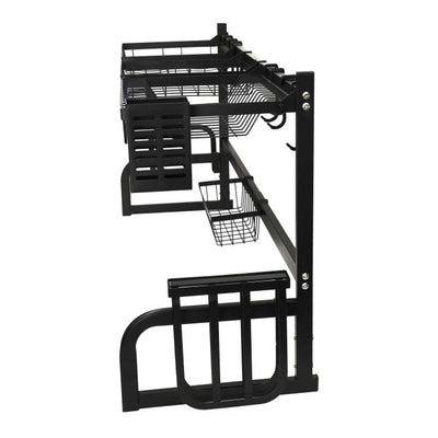 Royalford Over-Sink Draining Rack - Durable Material with Length Adjustable Size 65-85 Cm | Dish Drainers Storage for Kitchen Counter with Utensil Holder, Glass, Plates, Bowls & More