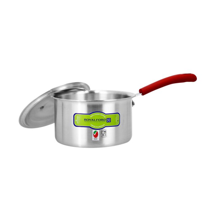 Royalford RF10096 16Cm Aluminium Milk Pan with Lid - Aluminium Saucepan Pouring Spout with Bakelite Handle, Easy to Store| Ideal as Coffee Pot, Tea Pot, Milk Pot & a Small Saucepan
