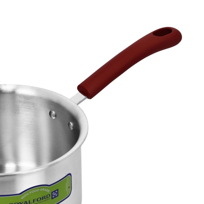 Royalford RF10096 16Cm Aluminium Milk Pan with Lid - Aluminium Saucepan Pouring Spout with Bakelite Handle, Easy to Store| Ideal as Coffee Pot, Tea Pot, Milk Pot & a Small Saucepan