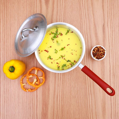 Royalford RF10097 18Cm Aluminium Milk Pan with Lid - Aluminium Saucepan Pouring Spout with Bakelite Handle, Easy to Store| Ideal as Coffee Pot, Tea Pot, Milk Pot & a Small Saucepan