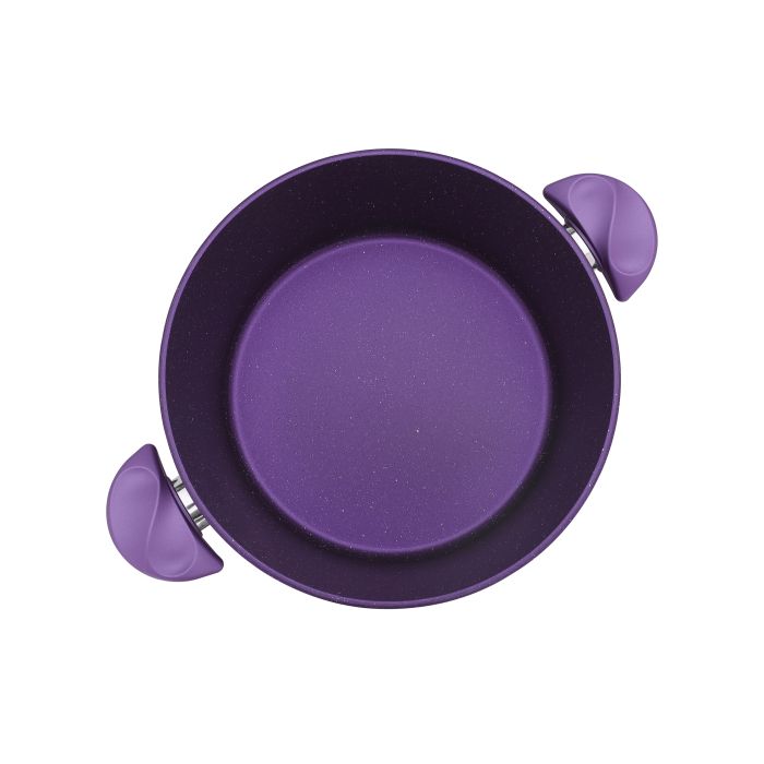 Aluminium Casserole with Durable Granite Coating, RF10259 | 5 Layer Durable Construction | Nonstick Aluminium Casserole Pot with Glass Lid & Bakelite Handles