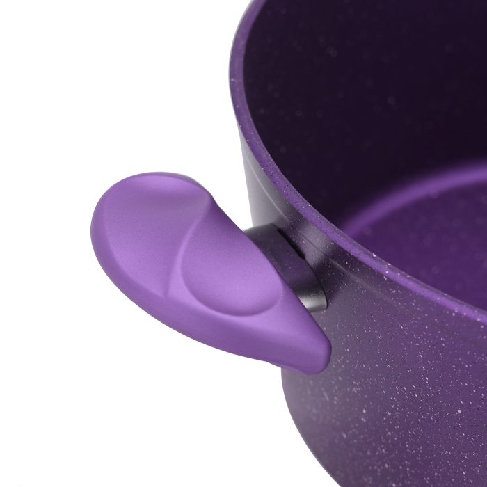 Aluminium Casserole with Durable Granite Coating, RF10259 | 5 Layer Durable Construction | Nonstick Aluminium Casserole Pot with Glass Lid & Bakelite Handles