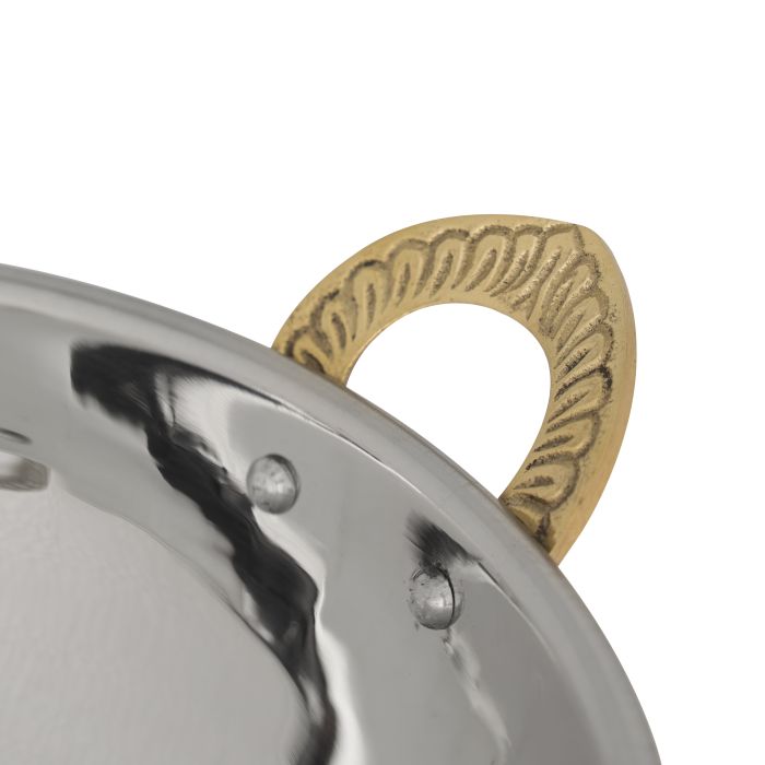 Cooper Steel Serving Kadai, RF10394 | Copper Stainless Steel Hammered Kadai | Indian Serving Bowl | Indian Dishes Serve ware for Vegetable and Curries