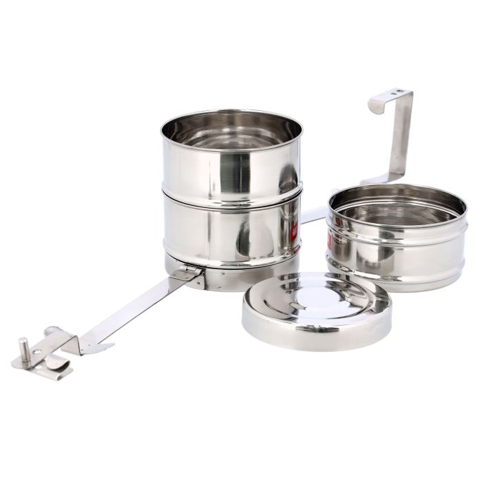 3 Layer Bombay Tiffin, Stainless Steel, RF10558 - Tiffin Box for Office Use, Student, Women, Men, Girls, Traditional Tiffin Boxes