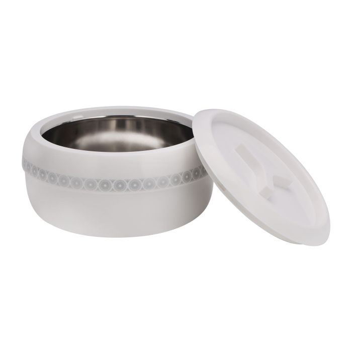 Royalford 2225 ML Zoria Insulated Casserole- RF11030| PP Body with Stainless Steel Inner Casting| BPA-Free| Easy to Carry| Firm Twist Lock| Casserole with Lid| Elegant and Unique Design| Super PU Insulation| White and Silver