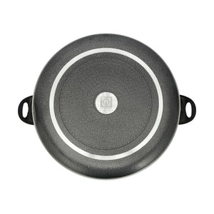 Royalford 24 CM Aluminium Casserole- RF11197| Non-Stick Aluminium Cookware| Dot Induction Base| Compatible with Hot Plate, Halogen, Gas and Induction Cooktops| 3mm Thickness, Strong Bakelite Handles and Knob and Tempered Glass Lid| Black| One-Piece