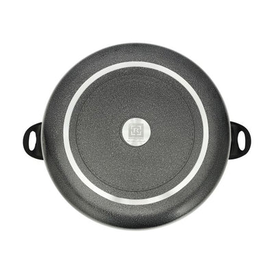 Royalford 24 CM Aluminium Casserole- RF11197| Non-Stick Aluminium Cookware| Dot Induction Base| Compatible with Hot Plate, Halogen, Gas and Induction Cooktops| 3mm Thickness, Strong Bakelite Handles and Knob and Tempered Glass Lid| Black| One-Piece