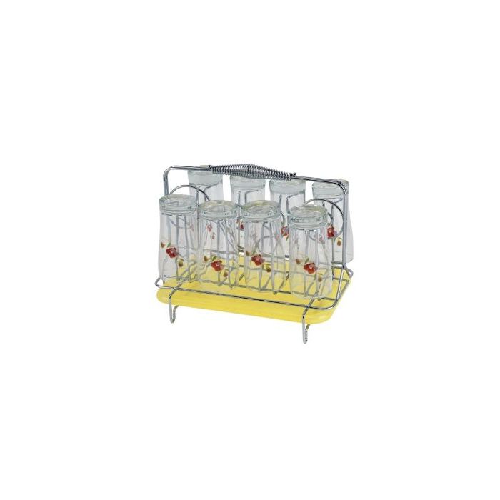 Royalford RF1155GH8 Stainless Steel 8 Glass Stand Holder with Drainer - Glass Drainer Storage Drying Rack - Glass Holder Rack - Drying Holds 8 Cups - Ideal for Storing/Draining/Drying Cups, Mugs, Glasses
