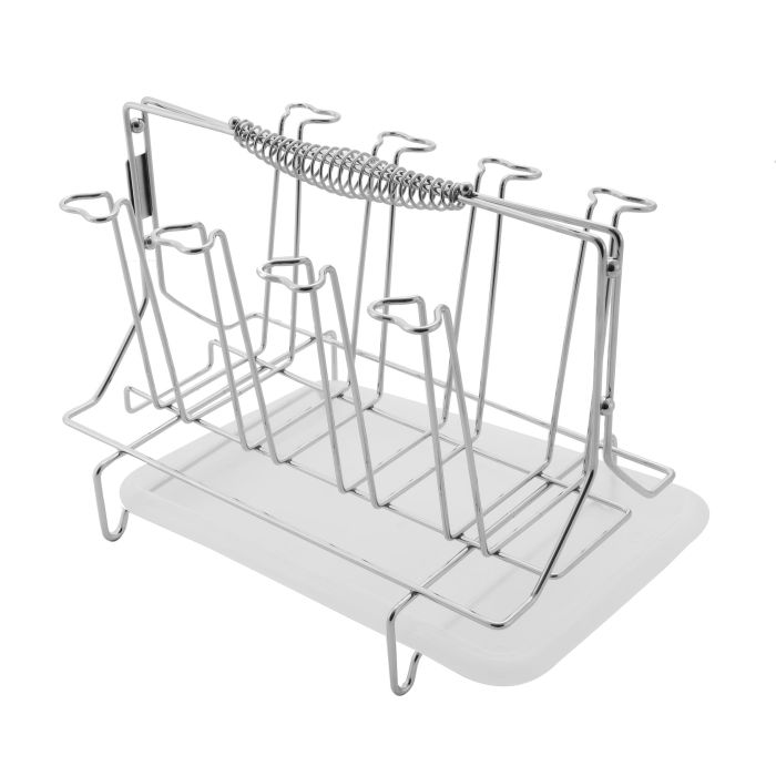Royalford RF1155GH8 Stainless Steel 8 Glass Stand Holder with Drainer - Glass Drainer Storage Drying Rack - Glass Holder Rack - Drying Holds 8 Cups - Ideal for Storing/Draining/Drying Cups, Mugs, Glasses
