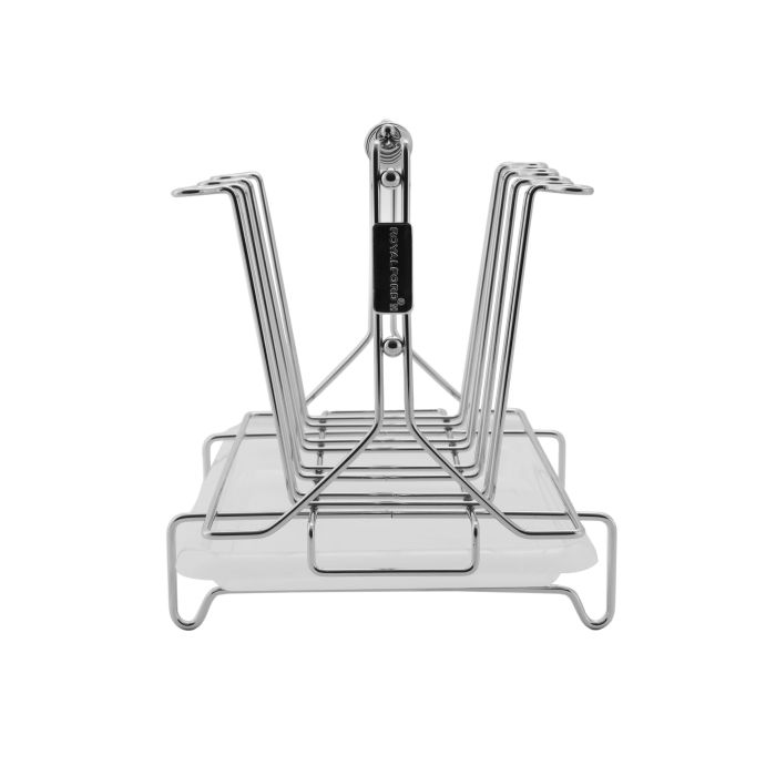 Royalford RF1155GH8 Stainless Steel 8 Glass Stand Holder with Drainer - Glass Drainer Storage Drying Rack - Glass Holder Rack - Drying Holds 8 Cups - Ideal for Storing/Draining/Drying Cups, Mugs, Glasses
