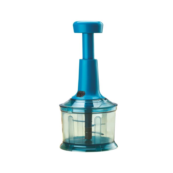 Royalford 900 ML Push Chopper- RF11955| Compact Chopper with 4 Blades| Suitable for Chopping Vegetables and Fruits| Quick Manual Chopper| Stainless Steel Blade Set for Fast and Effective Chopping| Detachable Body Parts for Easy Cleaning| Food Grade and BP