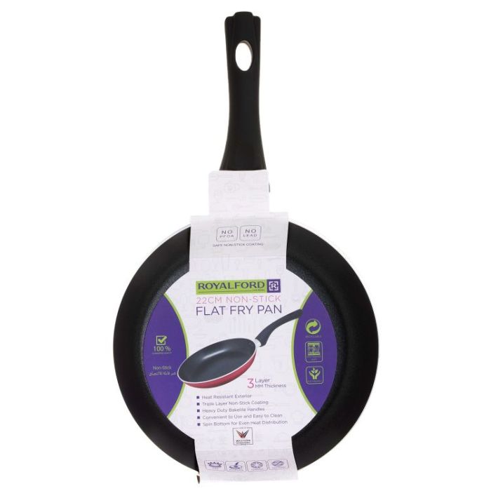Royalford RF1260FP22 Fry Pan, 22 CM | Frying Pan - Black, Non-Stick Fry Pan Set. Non-Stick Cookware, Recyclable Material Fry Pan