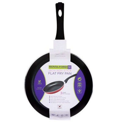 Royalford RF1262FP26 Fry Pan, 26 CM | Frying Pan - Black, Non-Stick Fry Pan Set. Non-Stick Cookware, Recyclable Material Fry Pan