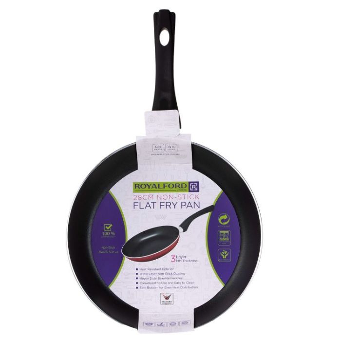 28cm Non-Stick Flat Fry Pan, Aluminium Fry Pan, RF1263FP28 | Ergonomic Handle| Dishwasher Safe | Ideal for Frying Sauteing, Stir, Frying & More