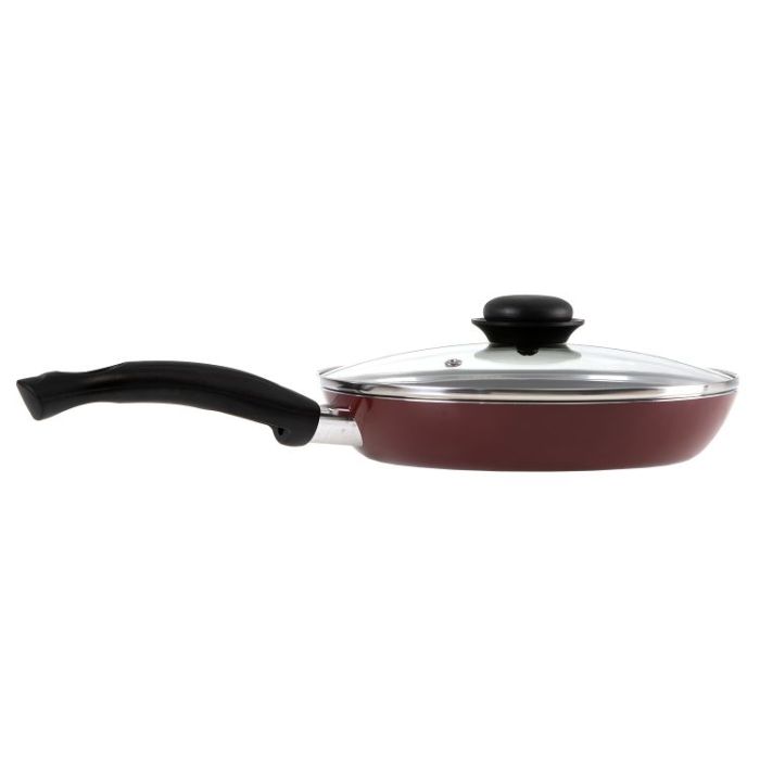 Royalford RF2951 Frying Pan, 24 cm - Aluminum Non-Stick Fry Pan - Ergonomic Handle - Saute Pan/Deep Frying Pan with Glass Lid - Suitable for Multiple Hob Types - Ideal for Frying Sauting Stir Frying