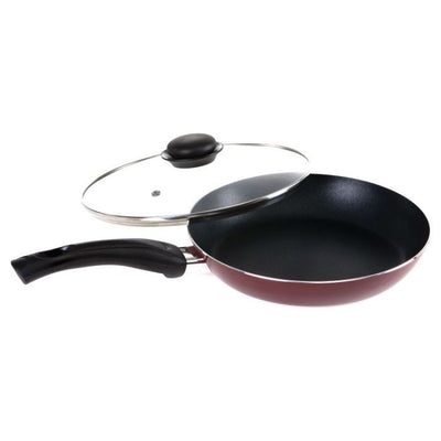 Royalford RF2951 Frying Pan, 24 cm - Aluminum Non-Stick Fry Pan - Ergonomic Handle - Saute Pan/Deep Frying Pan with Glass Lid - Suitable for Multiple Hob Types - Ideal for Frying Sauting Stir Frying