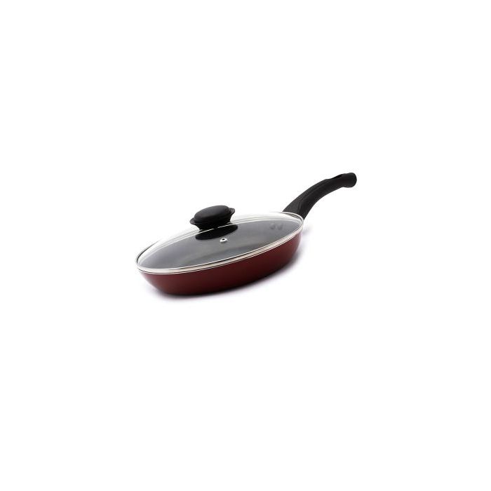 Royalford RF2951 Frying Pan, 24 cm - Aluminum Non-Stick Fry Pan - Ergonomic Handle - Saute Pan/Deep Frying Pan with Glass Lid - Suitable for Multiple Hob Types - Ideal for Frying Sauting Stir Frying