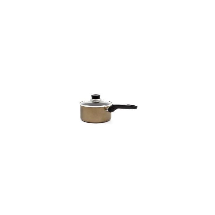 Royalford RF2961 18cm Aluminium Non-Stick Small Enamel Saucepan with Lid Made of Toughened Glass, Cooking Surface Induction Saucepan