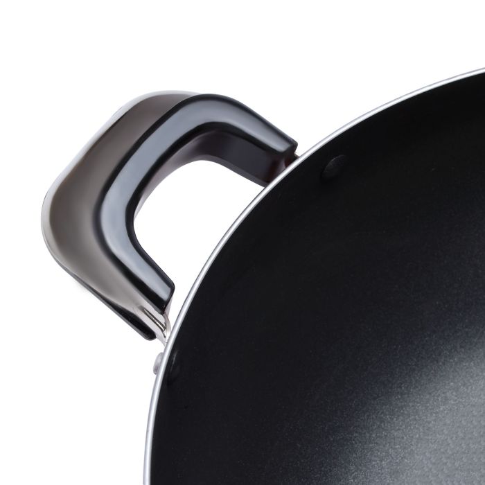 Royalford RF325WP30 Aluminium Wok Pan 30 CM - Portable Heat Resistant Handle Induction Safe Frying Pan with Durable Non-Stick Granite Coating with CD Bottom - Frypan | Cookware Casserole Pan