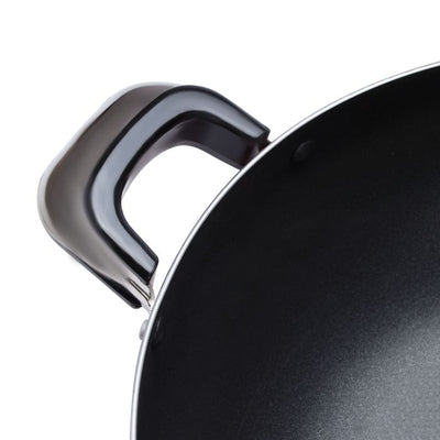 Royalford RF325WP30 Aluminium Wok Pan 30 CM - Portable Heat Resistant Handle Induction Safe Frying Pan with Durable Non-Stick Granite Coating with CD Bottom - Frypan | Cookware Casserole Pan