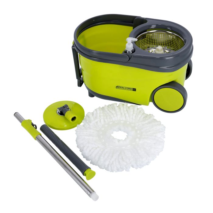 Royalford RF7721 Proactive Mop - 360 Rotating Mop Plate| Long Handle| Durable Wheels| Ideal for all types of flooring |useful for home, commercial buildings
