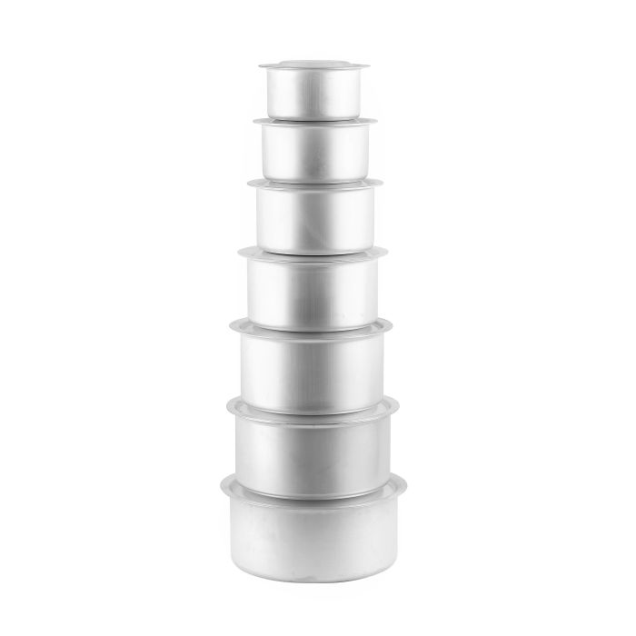 Royalford 7 Set Alum.Casserole with Lid - Aluminium Cooking Pot, Vessel with Lid - 14cm, 16cm, 18cm, 20cm, 22cm, 24cm, 26cm Cookware Set for Home & Restaurant Use