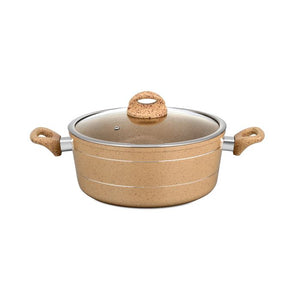 Royalford RF9469 26cm Die-Cast Aluminium Casserole with Glass Lid - Durable Marble Coating, High-Quality Aluminium Construction | Non-Stick Dish for Gas, Induction & Ceramic Hobs