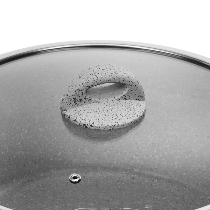 Royalford RF9472 Smart Casserole with Glass Lid - Durable Marble Coating, High-Quality Forged Aluminium Construction, Non-Stick Dish for Gas, Induction & Ceramic Hobs - 3.8MM Induction Bottom - (32x14) cm