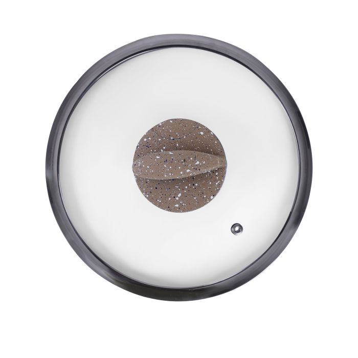 Royalford 32cm Smart Casserole with Glass Lid - Comfortable Handle, Durable, High-Quality Aluminium Construction | Non-Stick Granite Coating | Ideal for Gas, Hot Plate, Induction & Ceramic Hobs
