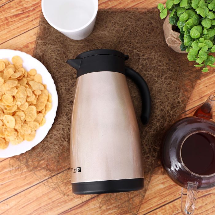 Royalford RF9701 1.5L Coffee Pot - Portable Heat Insulated Thermos for Keeping Hot/Cold Vacuum Insulation | Stainless Steel Inner Pot | Coffee, Hot Water, Tea, Beverage | Ideal for Commercial & Outings