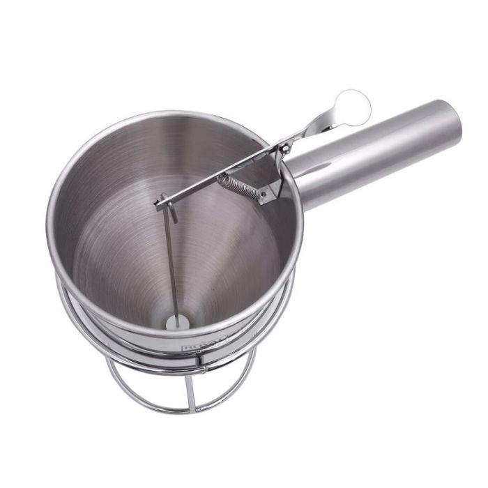 Royalford RF9770 Batter Dispenser - Portable Stainless Steel Body | Pancake Dispenser 1.3L Funnel Dispenser with Rack Supplement | Fill Hollow Chocolate Bodies with Delicacies Like Liqueurs, Jellies & Creams