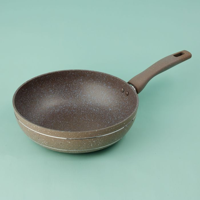 Royalford Smart Wok Pan with Durable Marble Coating - High-Quality Forged Aluminium Construction, Non-Stick Pan for Gas, Induction & Ceramic Hobs - 3.8MM Induction Bottom - (26cm)