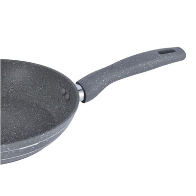 Royalford 22cm Granite Coated Smart Fry Pan with Lid - 5 Layer Coating Pan | Multiple Hob Compatibility | Heat-Resistant Handle with Hanging Loop | Ideal Frying, Cooking, Sauteing & More